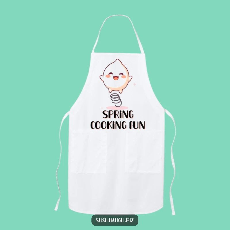 Funny Mochi Spring Apron: Chef's Bouncing Character Kitchen Wear, Ideal Funny Gift