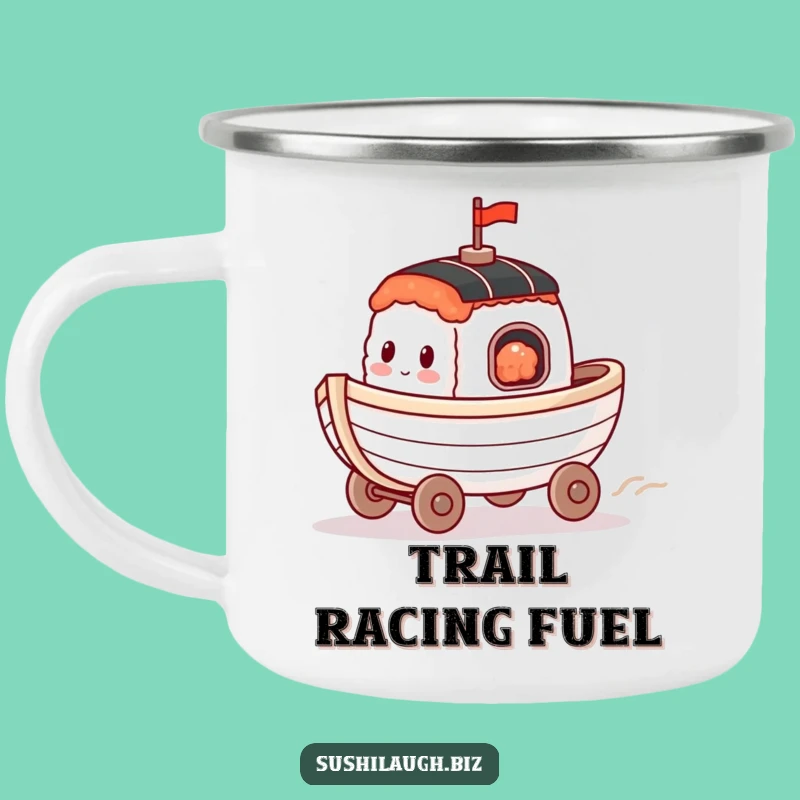 Funny Racing Sushi Boat Camping Mug: Happy Outdoor Cruise Buddy