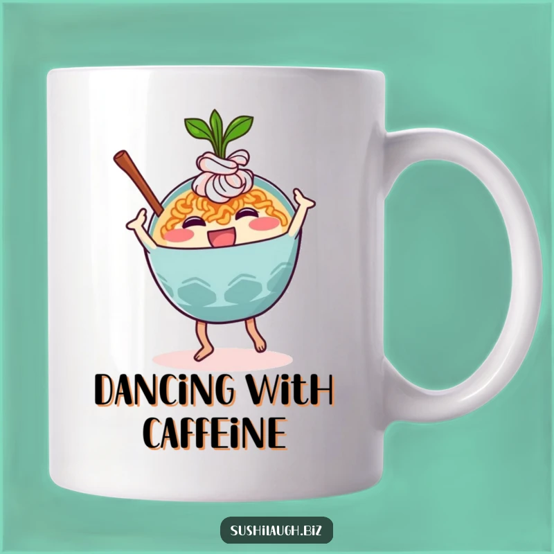 Funny Ramen Dance Mug: Hilarious Noodle Bowl Character Gift for Soup Lovers