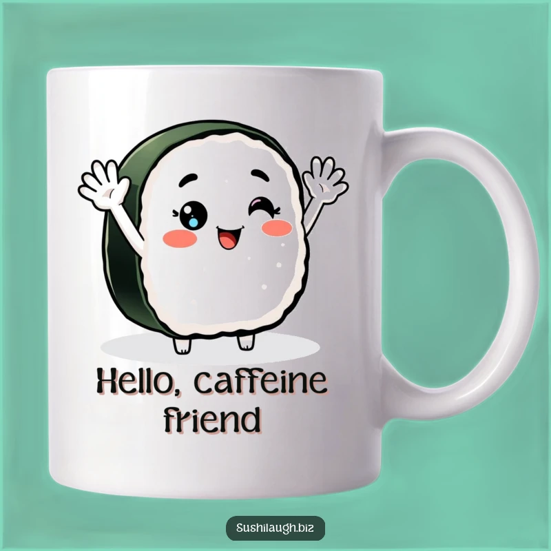 Funny Smiling Nigiri Sushi Mug: Enthusiastic Huggable Sushi Friend Gift