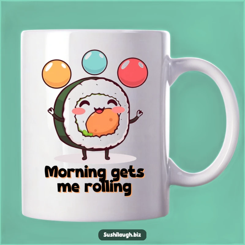 Funny Sushi Roll Juggling Mug: Cheerful Ikura Ball Balance Gift