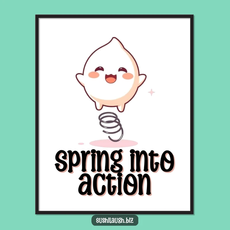 Funny Mochi Spring Digital Art: Bouncing Character Print, Instant Comedic Decor
