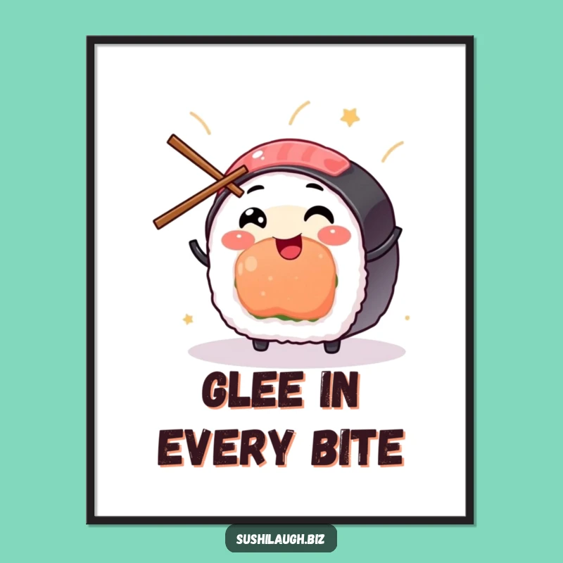 Funny Sushi Juggling Digital Art: Chopstick Character Print, Instant Comedic Home Decor