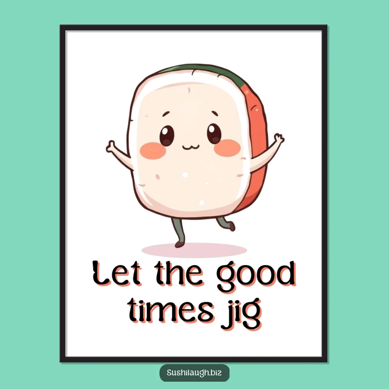 Funny Dancing Sashimi Digital Art: Playful Jigging Wall Decor