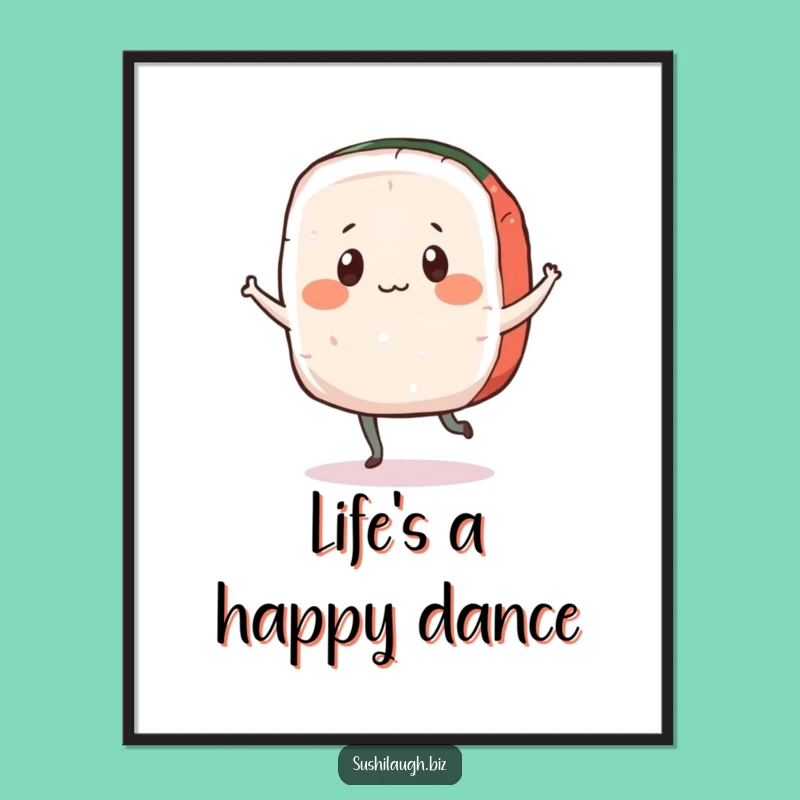 Funny Dancing Sashimi Poster: Playful Jigging Fish Wall Art