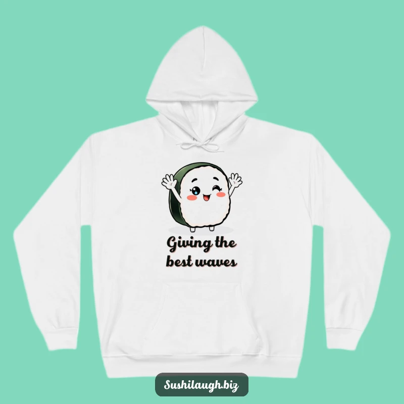 Funny Smiling Nigiri Sushi Hoodie: Cozy Enthusiastic Welcoming Wear