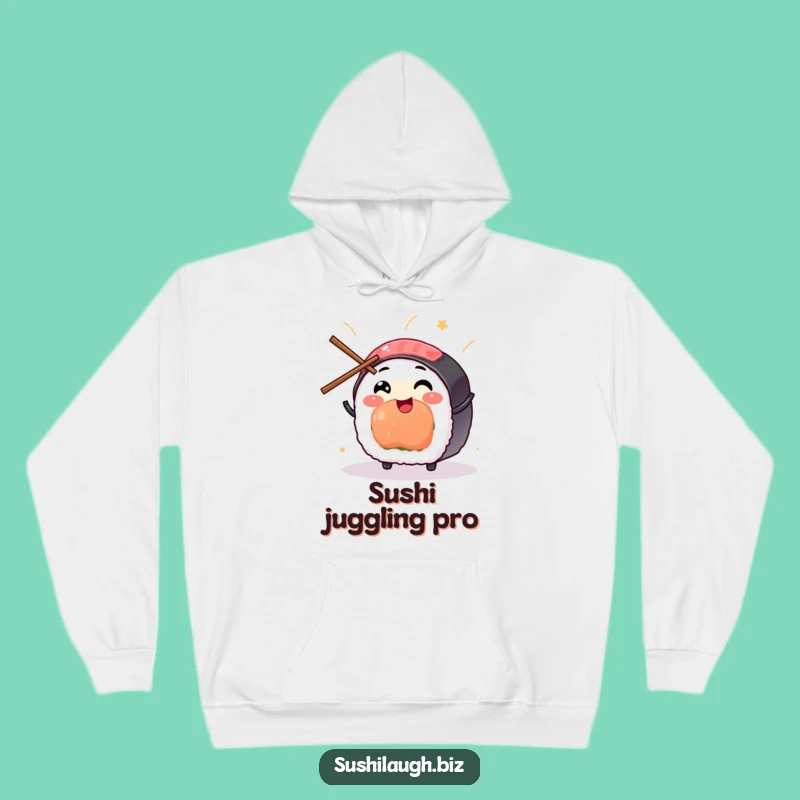 Funny Sushi Juggling Hoodie: Cozy Chopstick Character Sweatshirt, Amazing Comedic Foodie Gift