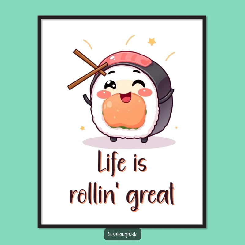Free Printable Sushi Wall Art: Juggling Joyful Food Character Downloadable Decor