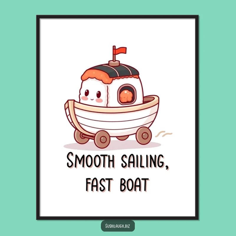 Free Printable Wall Art: Racing Sushi Boat Fun, Hilarious Downloadable Decor for Your Space!