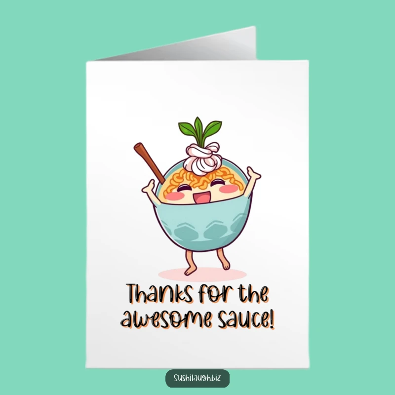Free Printable Ramen Thank You Card: Dancing Gratitude Downloadable Gift