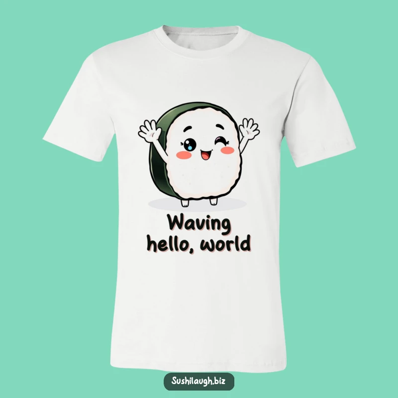 Funny Smiling Nigiri Sushi T-Shirt: Enthusiastic Waves Tee