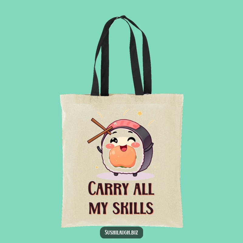 Funny Sushi Juggling Tote Bag: Durable Chopstick Character Carryall, Great Comedic Gift